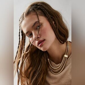 NWT Free People Night Fever Choker Elegant Gold Necklace for Women
